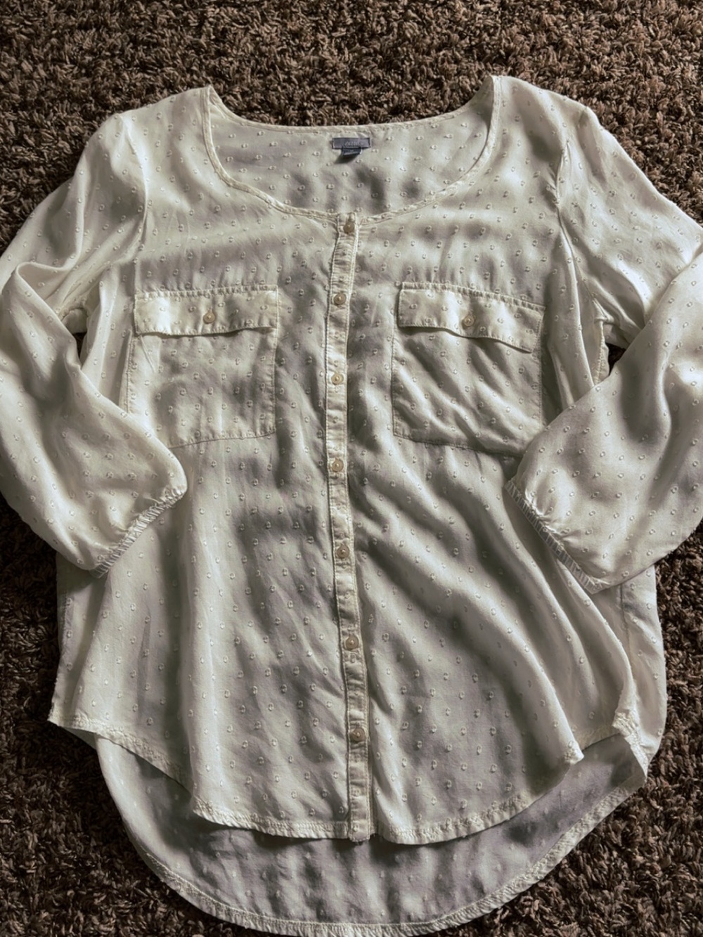 Aerie Women’s Cream Button-Front Dot Blouse